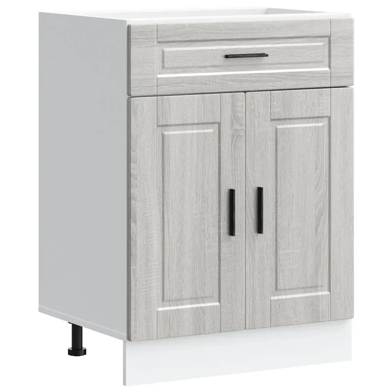 Armoire de cuisine moderne pratique avec portes et pieds réglables 60 x 46 x 81,5 cm en bois d'ingénierie sonoma gris 02_0050278