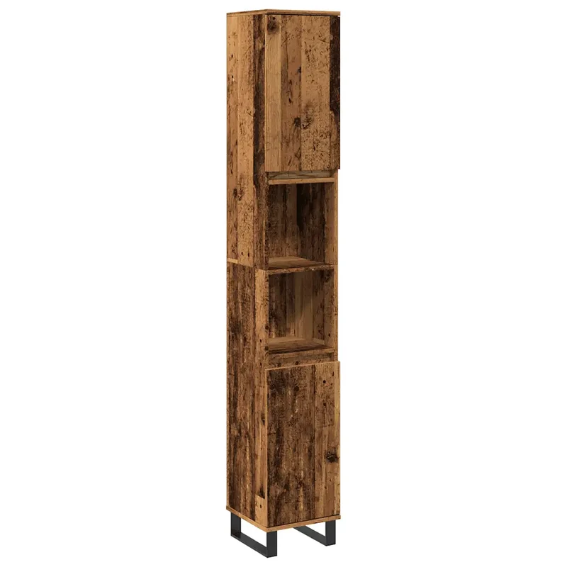 Armoire de salle de bain classique rangement 30 x 30 x 190 cm design élégant ambiance cosy en bois vieux bois 02_0051082