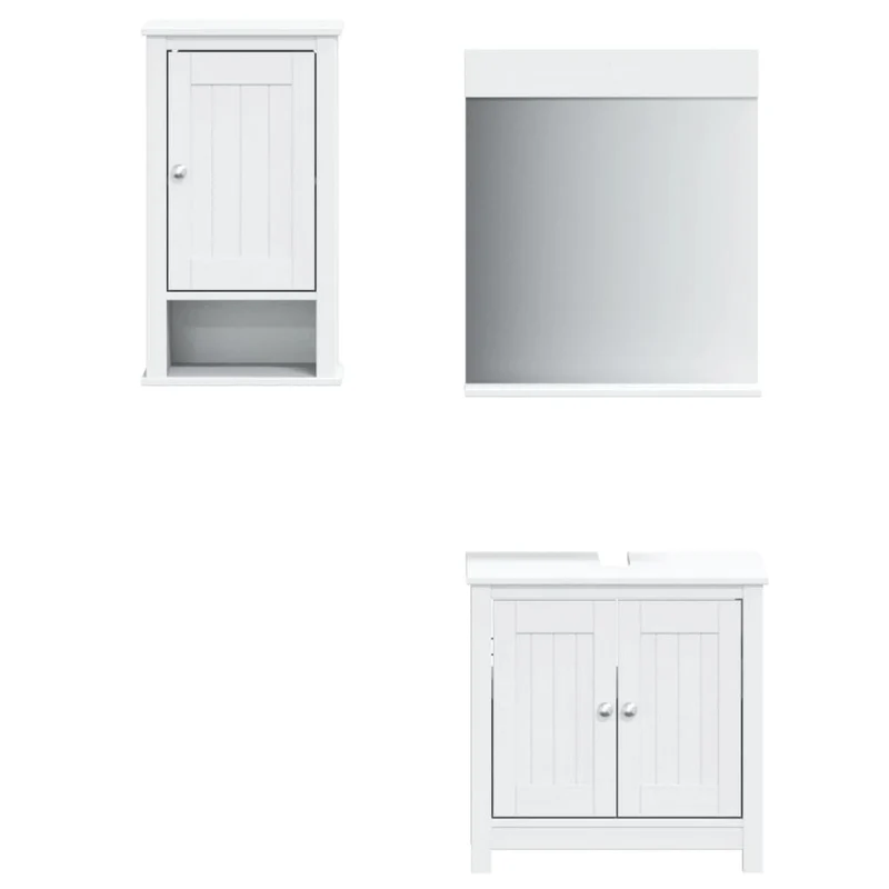 Ensemble de meubles de salle de bain pratique 60 x 34 x 59 cm finition moderne rangement spacieux en bois de pin blanc 02_0055519