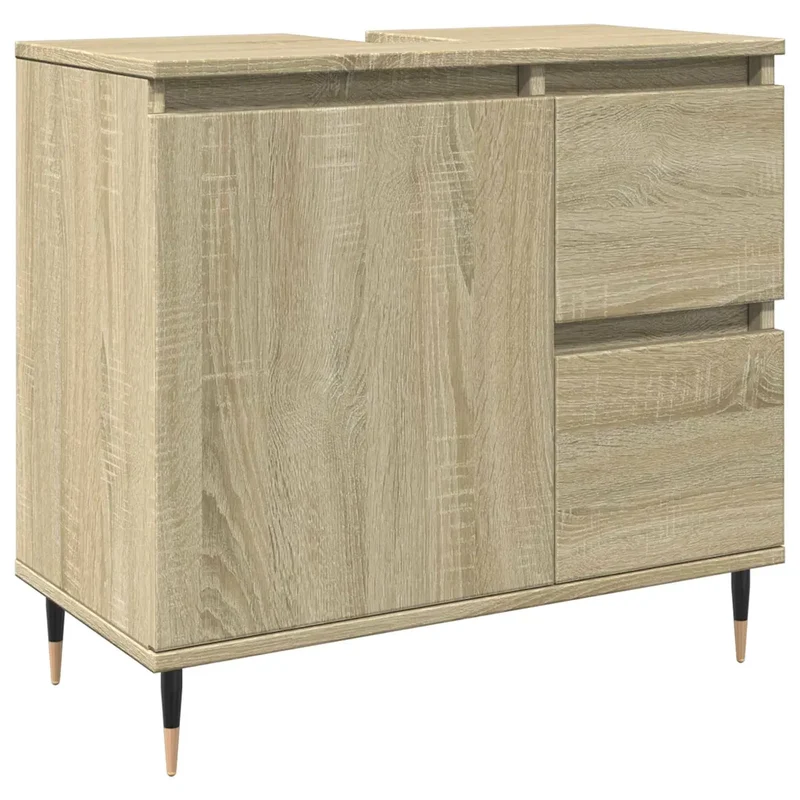 Meuble lavabo de salle de bain avec rangement 65 x 33 x 60 cm design industriel finition en bois d'ingénierie chêne sonoma 02_0049719