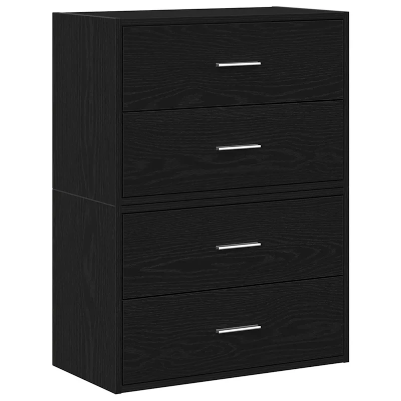 Lot de 2 armoires de rangement avec 2 tiroirs 60 x 31 x 40 cm en bois d'ingénierie chêne noir 02_0051191