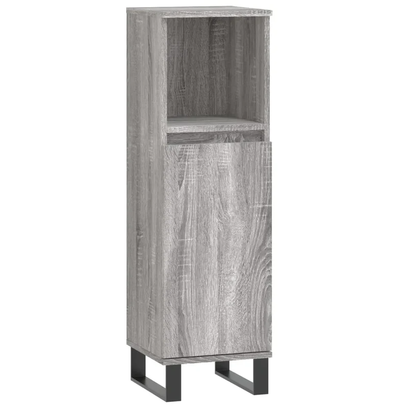 Armoire de salle de bain sonoma gris 30 x 30 x 100 cm avec grand espace de rangement style industriel en bois sonoma gris 02_0049011