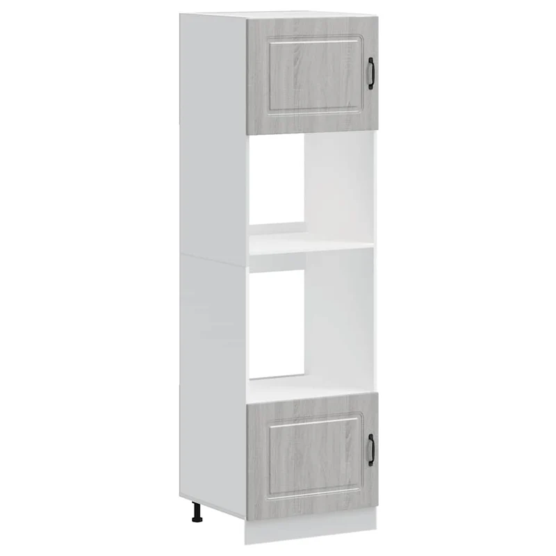 Lot de 2 armoires à four classiques rangement 60 x 57 x 207 cm en bois d'ingénierie gris sonoma 02_0055702