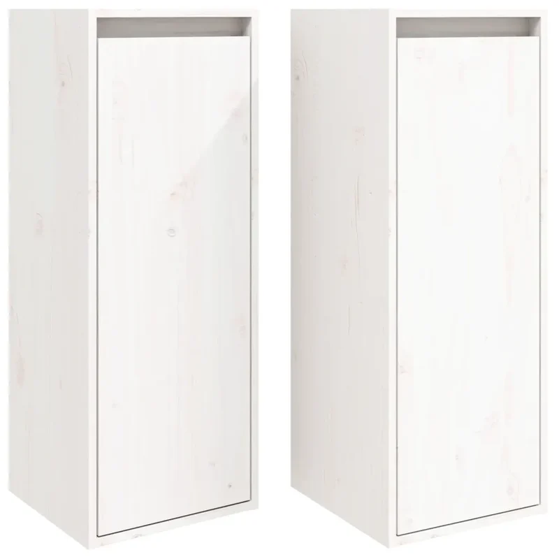 Lot de 2 armoires murales décoratives pratiques 30 x 30 x 80 cm en bois de pin massif blanc 02_0048097