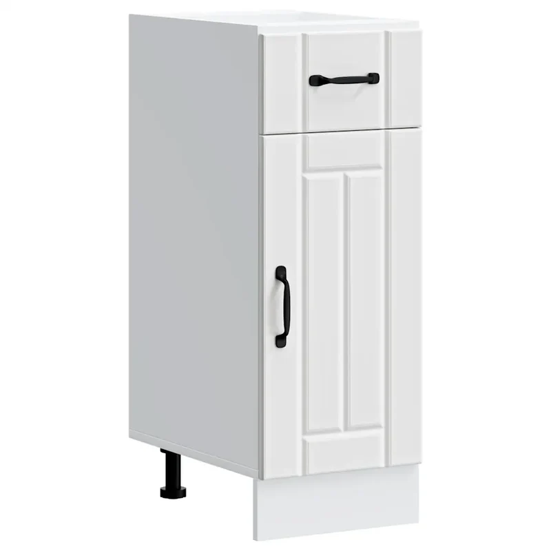 Armoire de cuisine moderne rangement optimisé avec portes pratiques 30 x 46 x 81,5 cm en bois d'ingénierie blanc 02_0050052