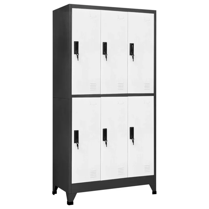 Armoire à casiers moderne avec compartiments verrouillables 90 x 45 x 180 cm en acier anthracite 02_0047013