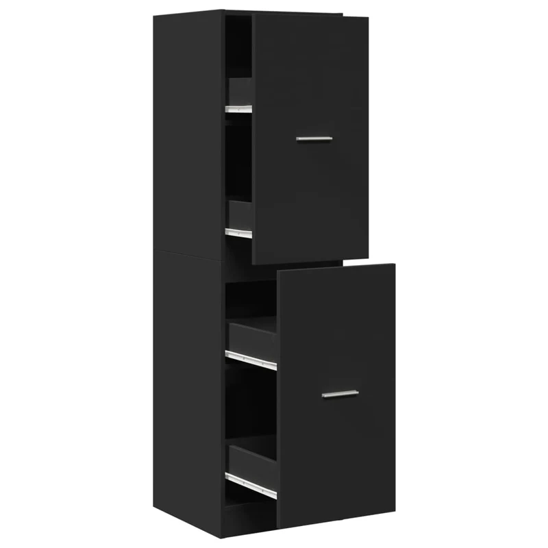 Armoire d'apothicaire moderne avec 4 tiroirs rangement 40 x 41 x 144,5 cm en bois d'ingénierie noir 02_0055659