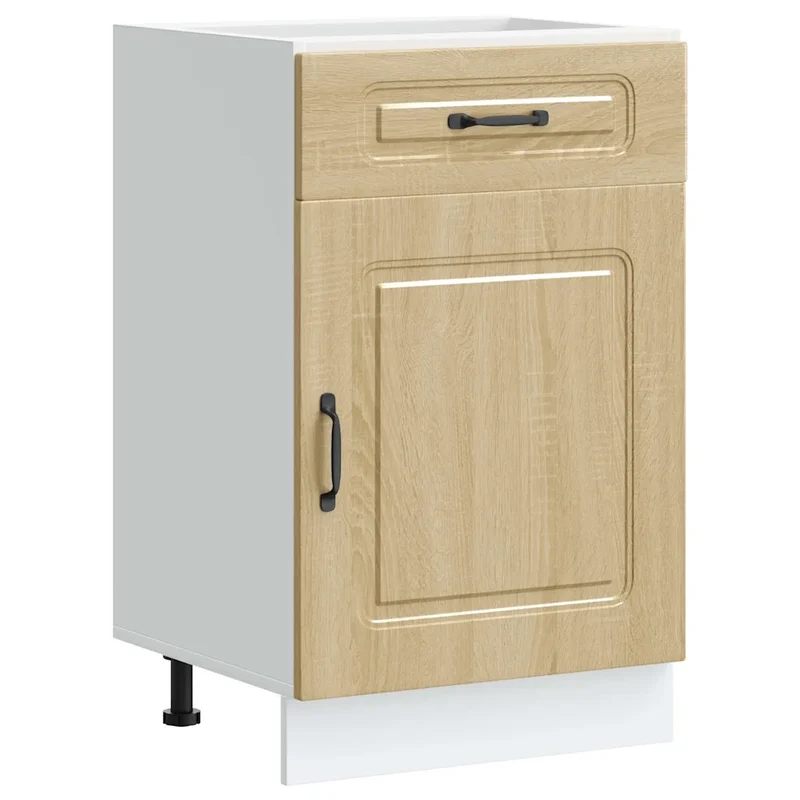 Armoire de cuisine Kalmar avec porte et pieds réglables 50 x 46 x 81,5 cm en bois d'ingénierie chêne sonoma 02_0049903