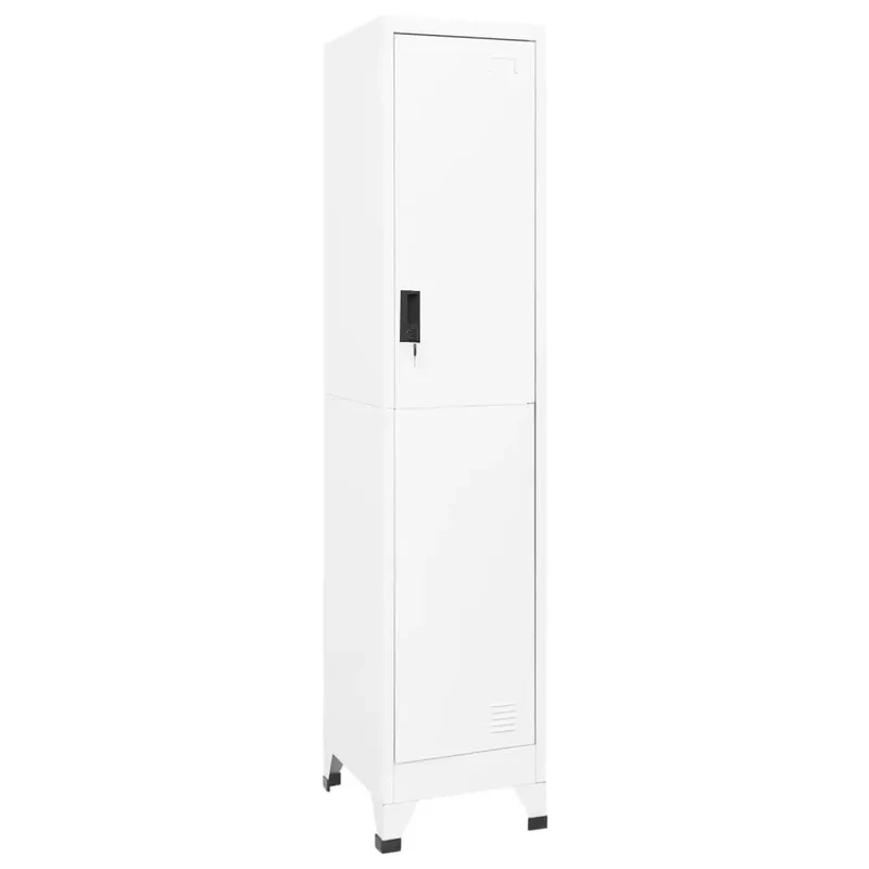 Armoire à casiers moderne design pour bureau 38 x 45 x 180 cm avec porte verrouillable ambiance épurée en acier blanc 02_0046990