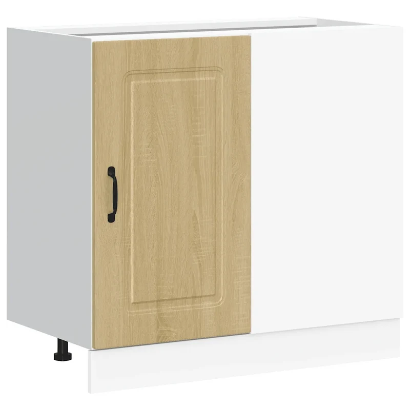 Armoire de cuisine Kalmar avec rangement spacieux 86 x 46 x 81,5 cm pieds réglables style contemporain en bois d'ingénierie chêne sonoma 02_0050515