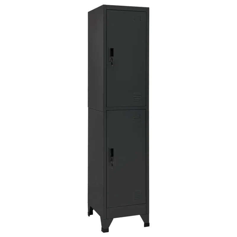 Armoire à casiers moderne avec compartiments adaptés école bureau 38 x 45 x 180 cm en acier anthracite 02_0046995