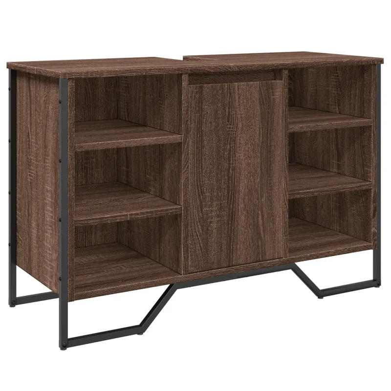 Armoire lavabo salle de bain rangement design moderne 91 x 35 x 60 cm en bois d'ingénierie marron 02_0049582