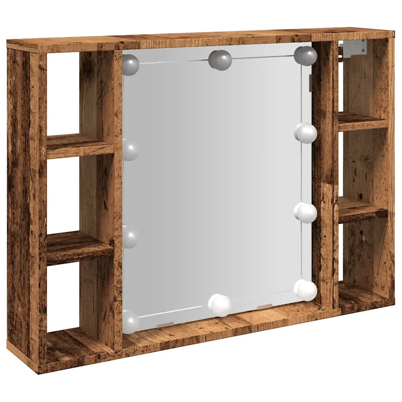 Armoire à miroir murale avec lumières LED 76 x 15 x 55 cm design tendance salle de bain en bois vieux bois 02_0050998