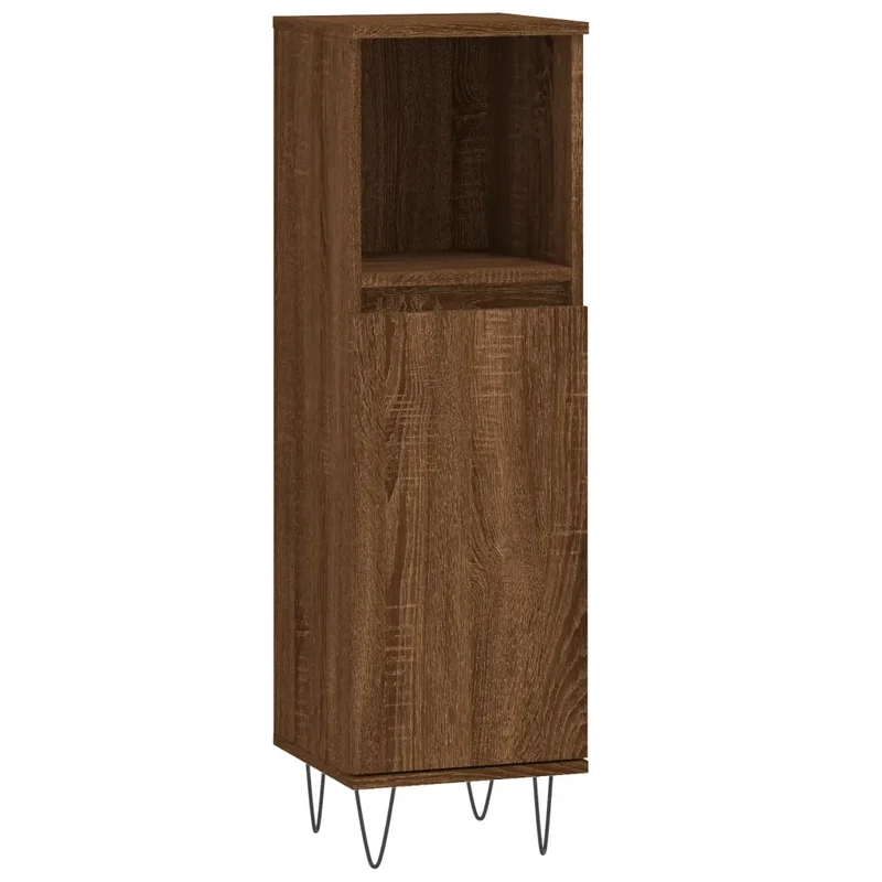 Armoire de bain moderne avec grand espace de rangement 30 x 30 x 100 cm en bois d'ingénierie chêne marron 02_0049008