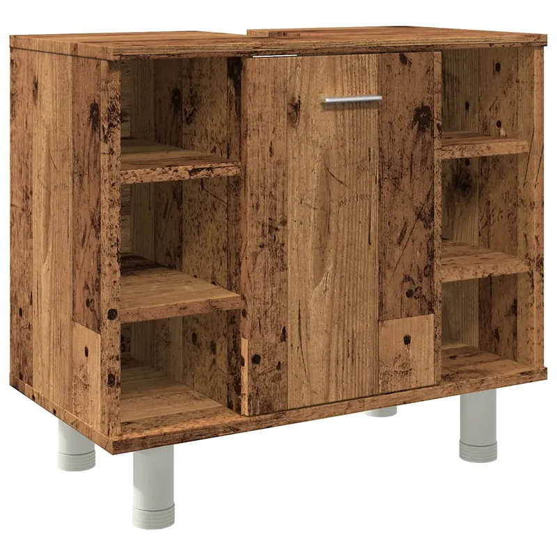 Armoire de salle de bain moderne 60 x 32 x 54 cm avec rangement pratique et design épuré en bois d'ingénierie vieux bois 02_0050777