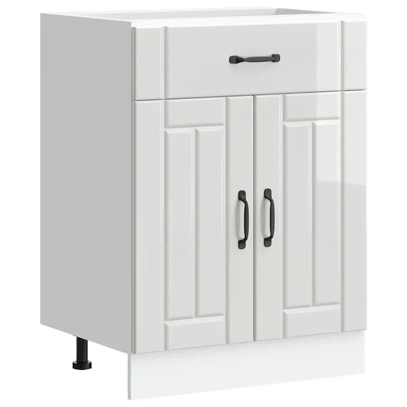 Armoire de cuisine moderne rangement pratique 60 x 46 x 81,5 cm en bois d'ingénierie blanc brillant 02_0050084