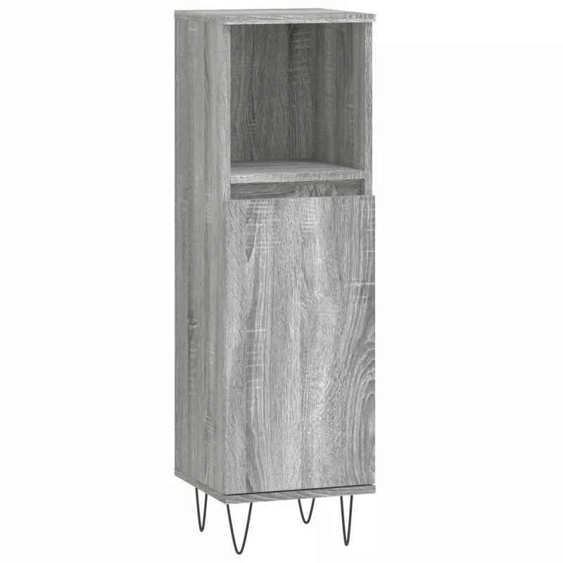 Armoire de salle de bain avec 2 compartiments 30 x 30 x 100 cm style industriel en bois d'ingénierie gris 02_0049007