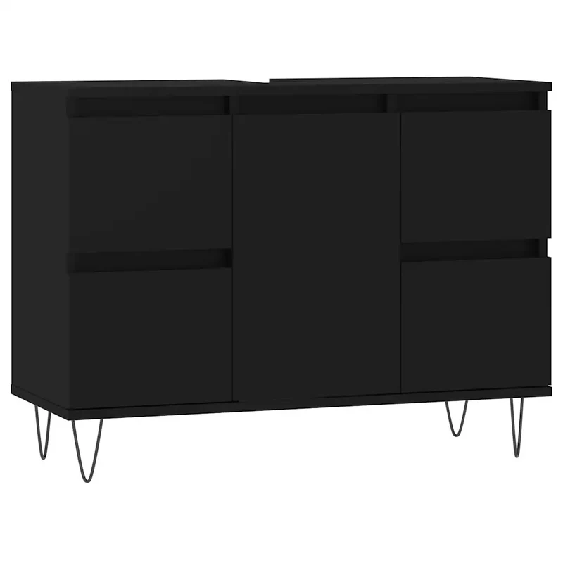 Armoire de salle de bain moderne rangement 80 x 33 x 60 cm avec pieds en fer style industriel en bois noir 02_0049077