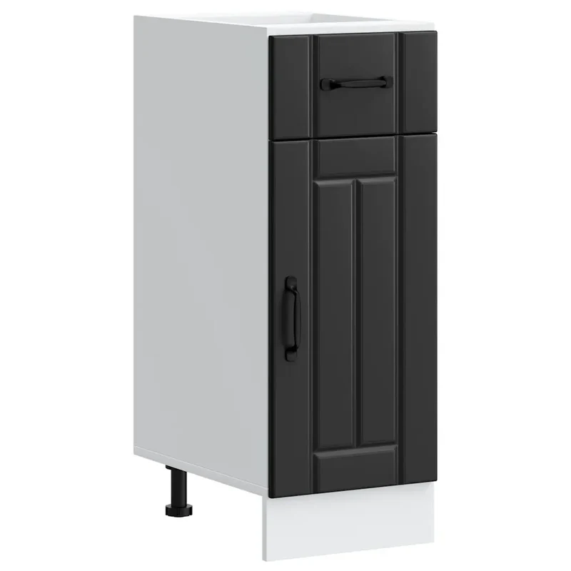 Armoire de cuisine Lucca pratique avec porte et pieds réglables 30 x 46 x 81,5 cm en bois d'ingénierie noir 02_0050053