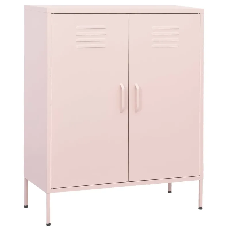 Armoire de rangement design pratique 80 x 35 x 101,5 cm avec étagères réglables en acier rose 02_0046857