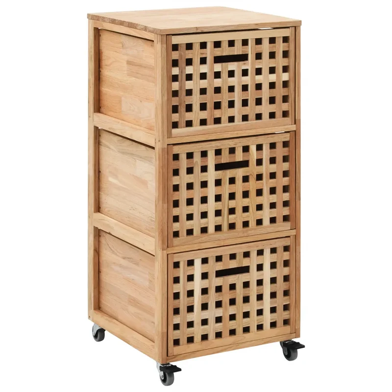 Armoire de salle de bains élégante avec 3 paniers pratique 41 x 41 x 91 cm en noyer naturel 02_0046314
