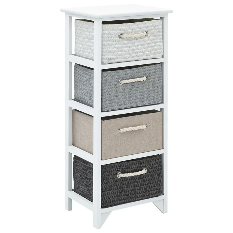 Armoire de rangement avec 4 tiroirs pratique style rustique pour hall 35 x 27 x 86 cm en bois blanc 02_0046276
