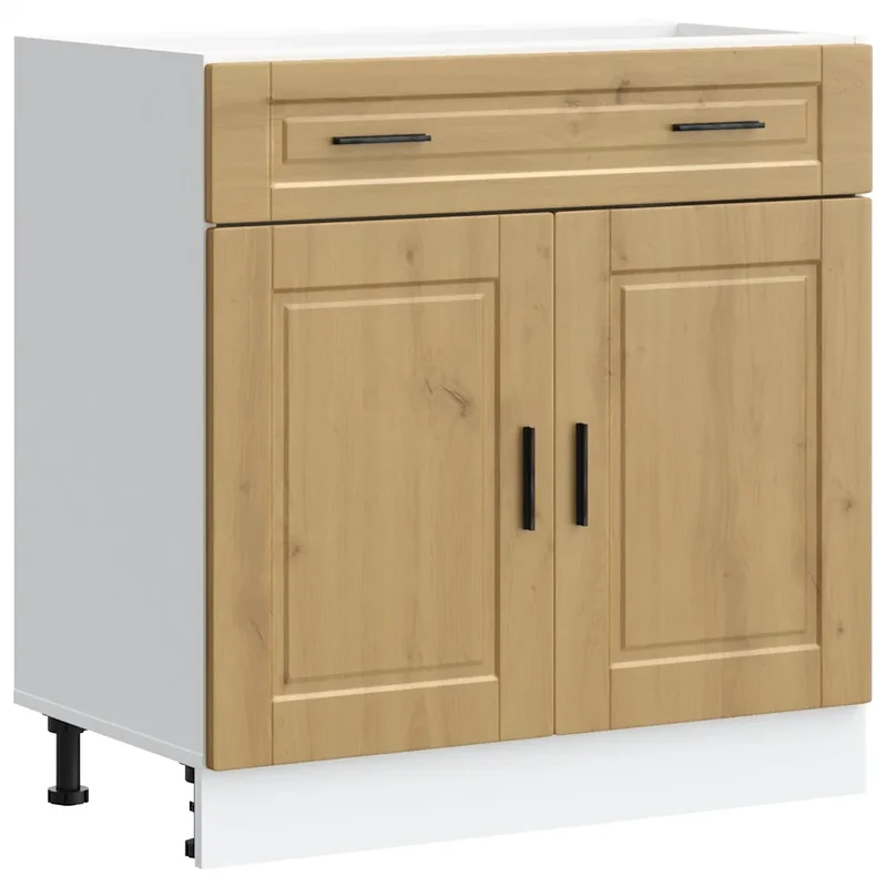 Armoire de cuisine moderne optimisée rangement 80 x 46 x 81,5 cm en bois d'ingénierie chêne artisanal 02_0050291
