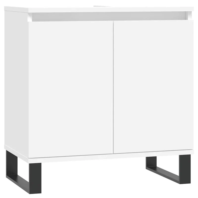 Armoire de salle de bain blanche moderne rangement 58 x 33 x 60 cm en bois d'ingénierie blanc 02_0049028