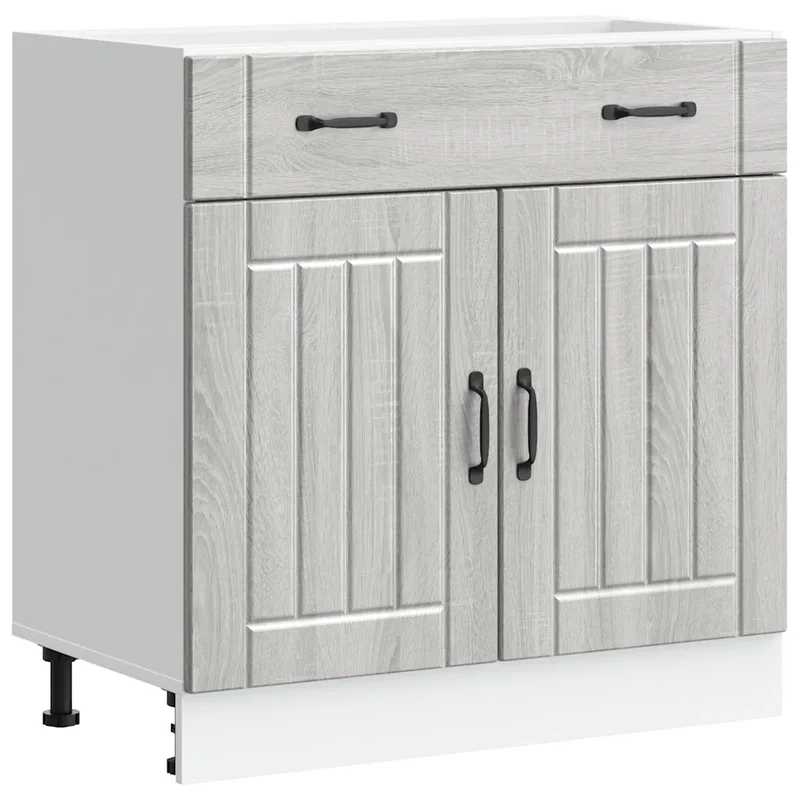 Armoire de cuisine Lucca design moderne rangement optimisé 80 x 46 x 81,5 cm en bois d'ingénierie sonoma gris 02_0050098