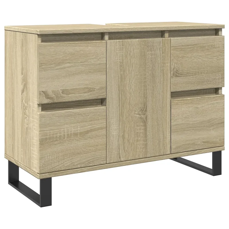 Armoire de salle de bain avec rangement pratique 80 x 33 x 60 cm style industriel en bois d'ingénierie chêne sonoma 02_0049725