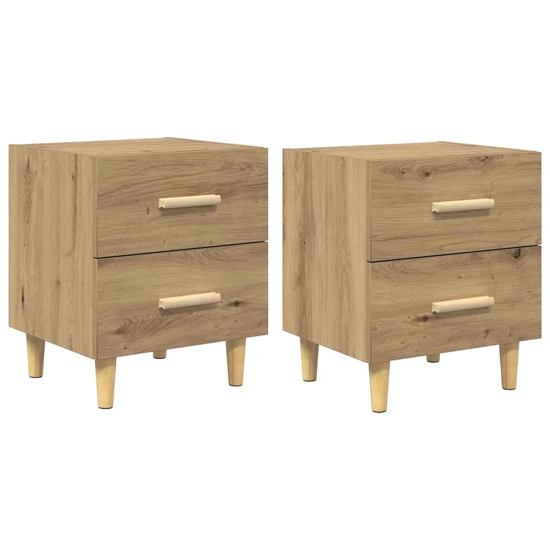 Armoire de lit en bois d'ingénierie fonctionnelle avec 2 tiroirs moderne 40 x 35 x 47 cm en chêne artisanal 02_0052678