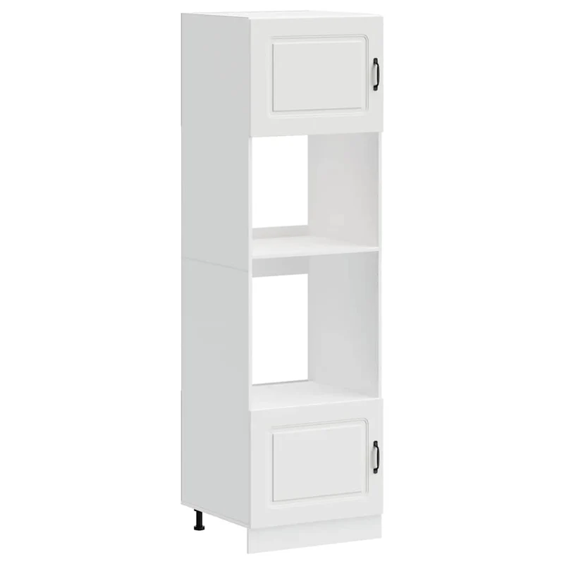 Lot de 2 armoires à four compactes avec pieds réglables 60 x 57 x 207 cm en bois d'ingénierie blanc 02_0055696