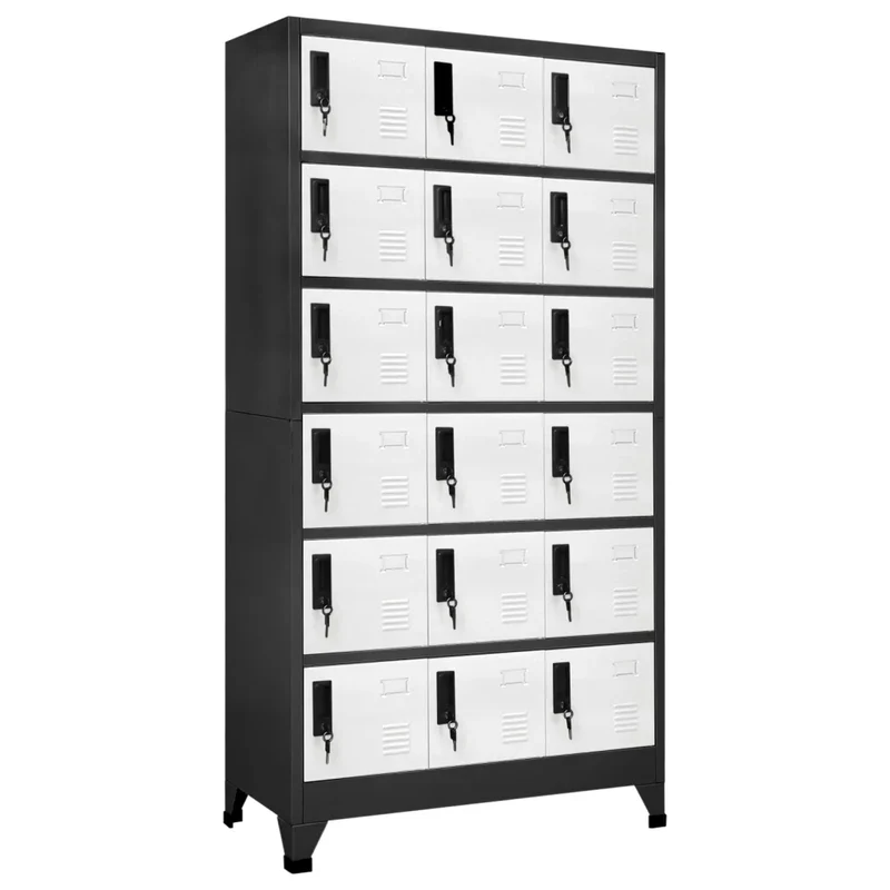 Armoire à casiers moderne avec portes verrouillables 90 x 40 x 180 cm en acier anthracite 02_0047042