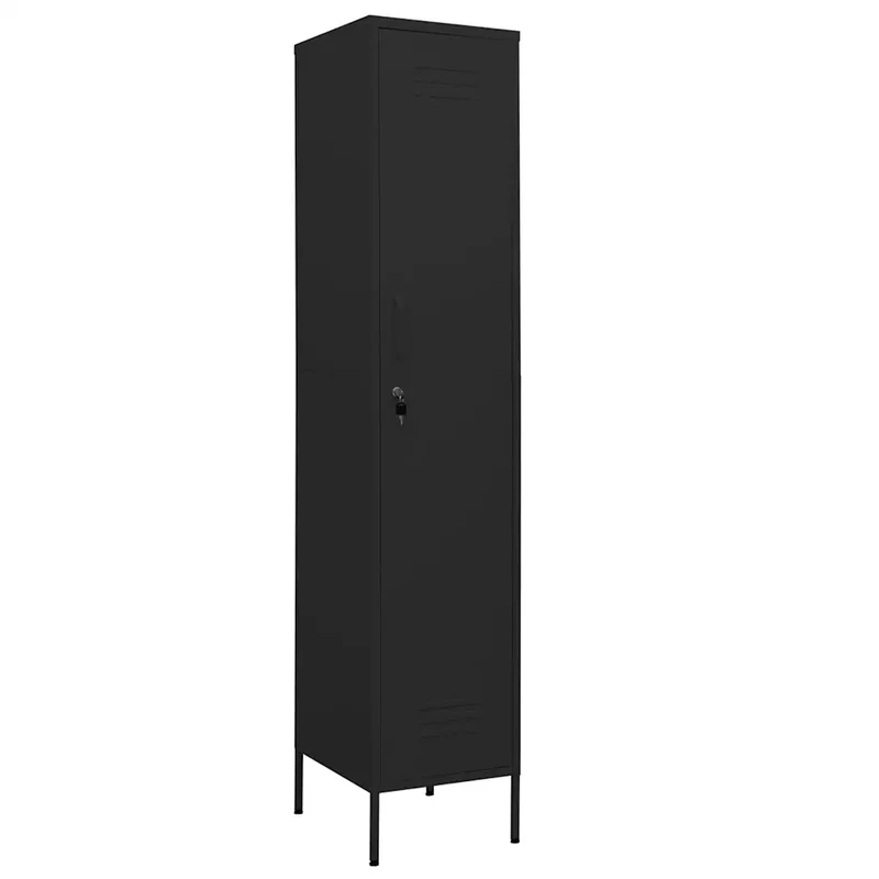 Armoire à casiers moderne espace de bureau 35 x 46 x 180 cm 4 étagères réglables en acier noir 02_0046892