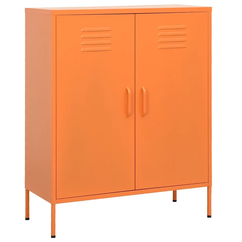 Armoire de rangement pratique 80 x 35 x 101,5 cm avec étagères réglables design contemporain en acier orange 02_0046856