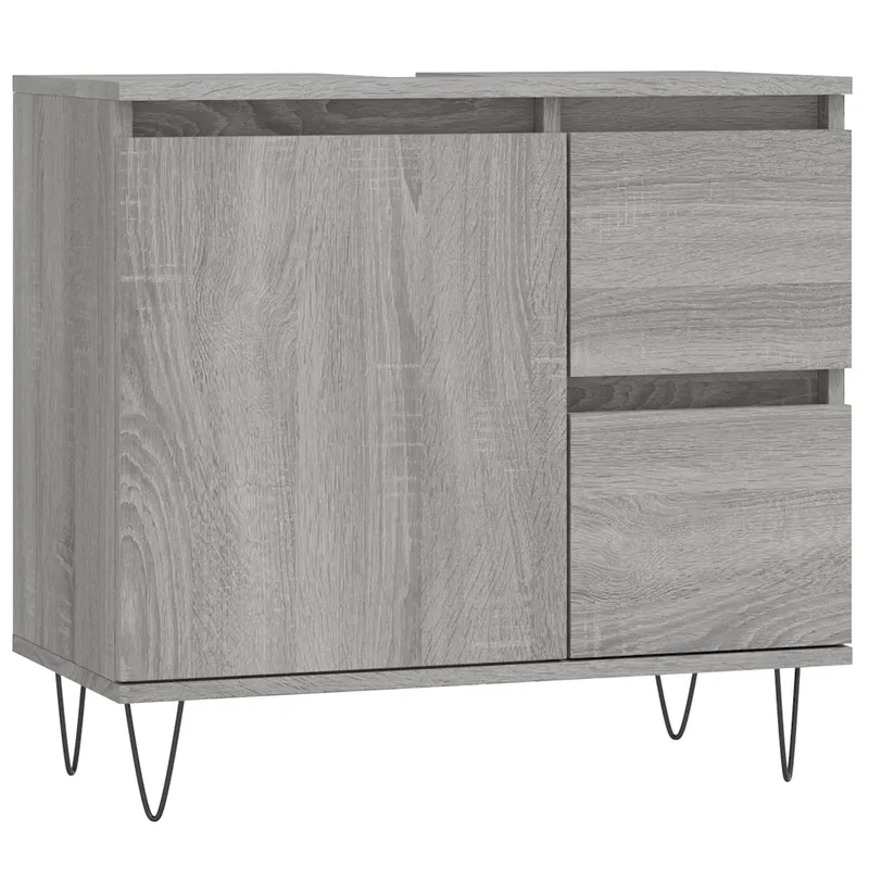 Armoire de bain design industriel rangement flexible 65 x 33 x 60 cm en bois d'ingénierie gris 02_0049045