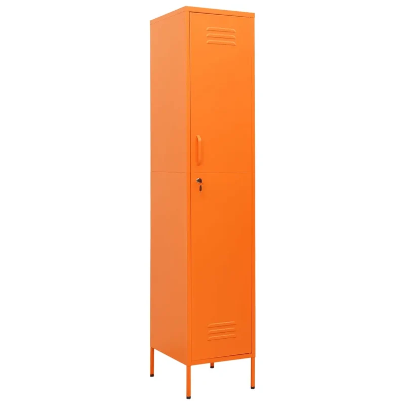 Armoire à casiers moderne design bureau 35 x 46 x 180 cm avec 4 étagères ajustables en acier orange 02_0046888