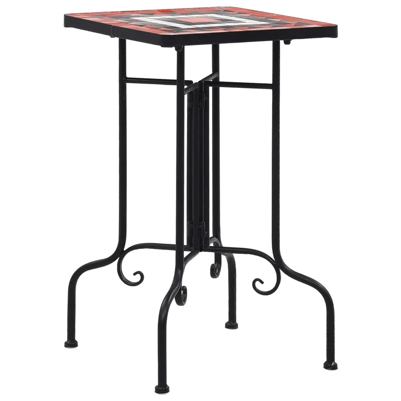 Table de bistro carrée d'extérieur 35 x 35 x 56 cm design mosaïque élégante jardin en céramique blanc 02_0045927