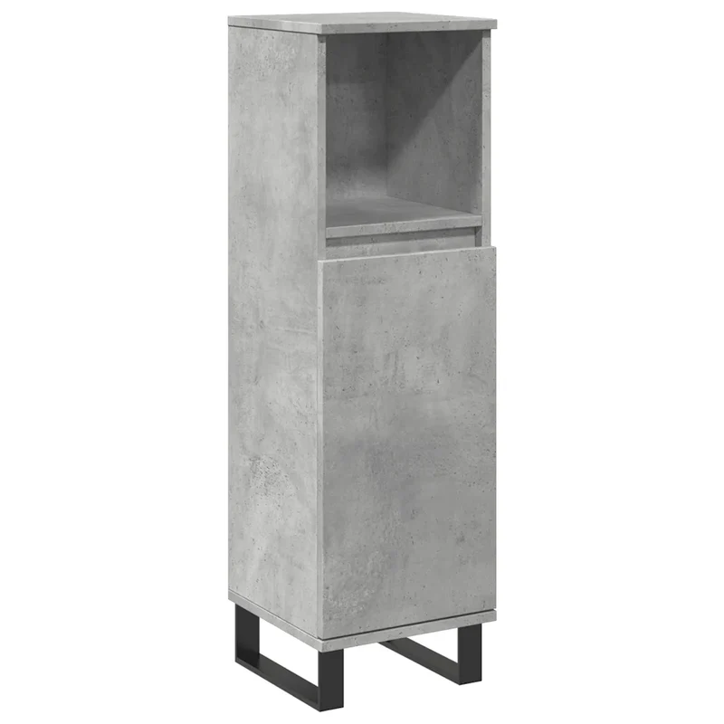 Armoire de salle de bain style industriel rangement pratique 30 x 30 x 100 cm en bois gris béton 02_0051090