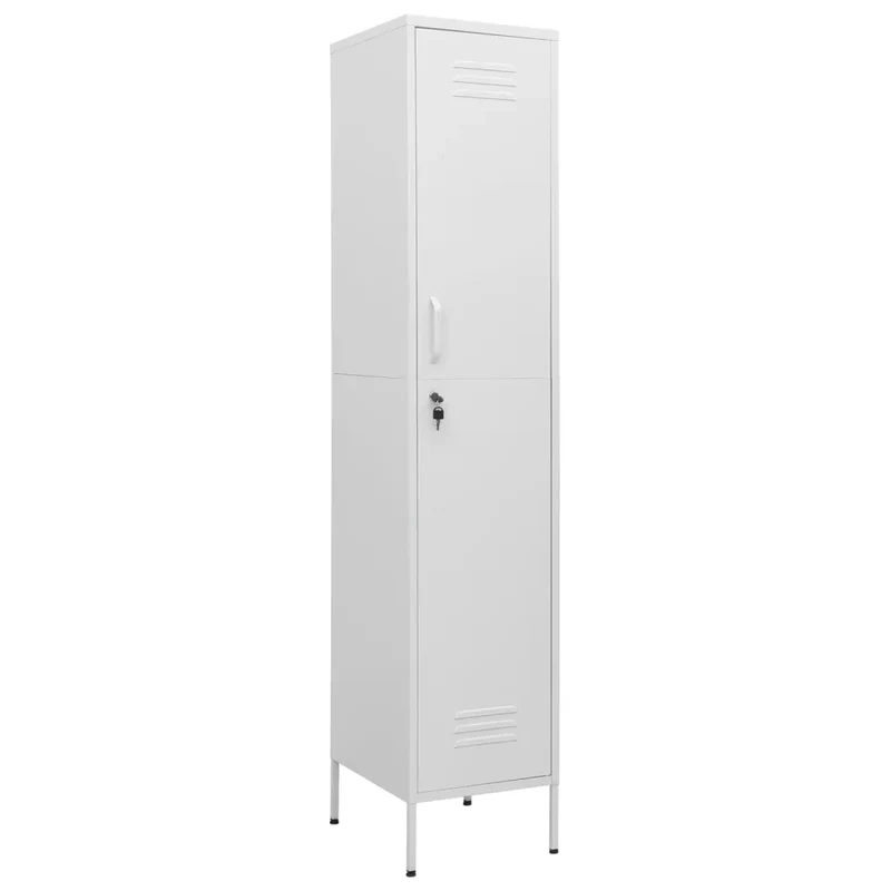Armoire à casiers moderne bureau 35 x 46 x 180 cm avec étagères réglables finition blanche en acier blanc 02_0046893