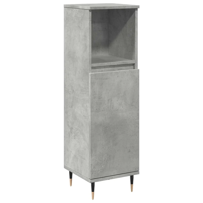 Armoire de rangement salle de bain avec étagère ouverte 30 x 30 x 100 cm style industriel en bois gris béton 02_0051084