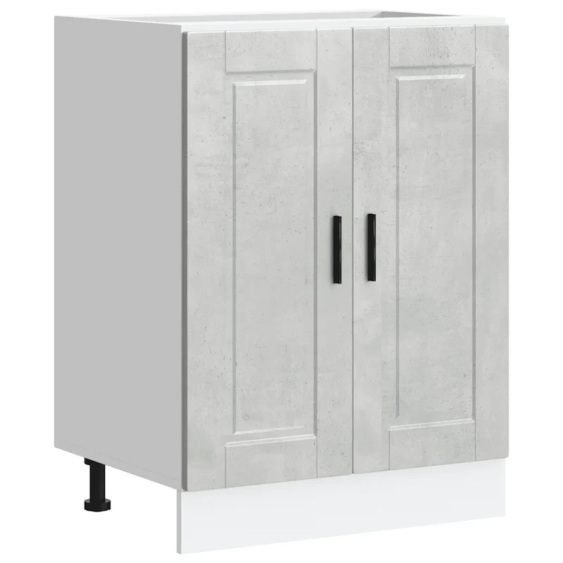 Armoire de cuisine optimisée rangement 60 x 46 x 81,5 cm pieds réglables design moderne en bois gris béton 02_0050236