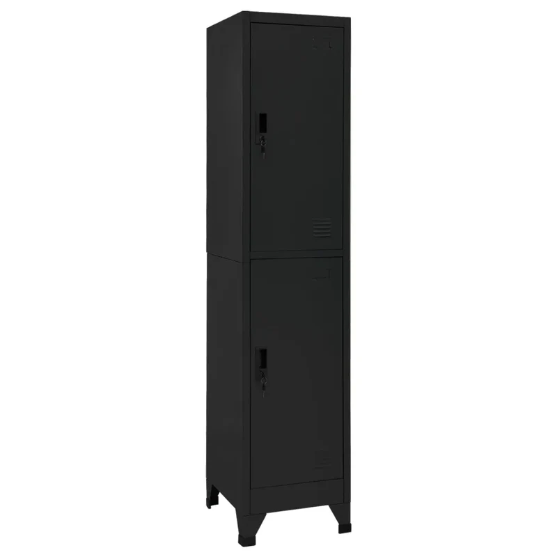 Armoire à casiers moderne robuste rangement bureau 38 x 45 x 180 cm en acier noir 02_0046994