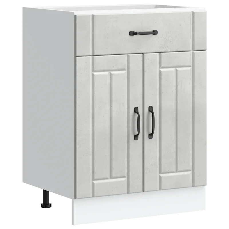 Armoire de cuisine Lucca ergonomique grande capacité 60 x 46 x 81,5 cm en bois d'ingénierie gris béton 02_0050086