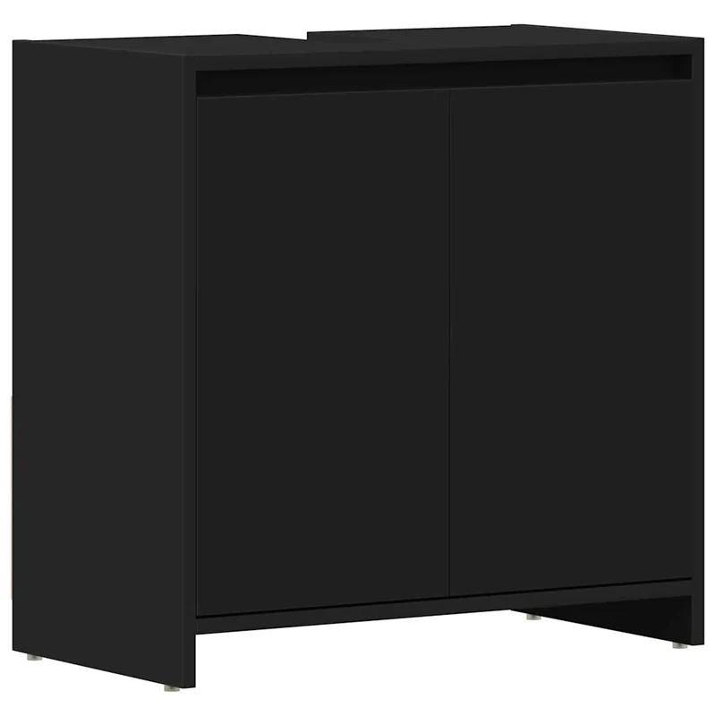 Armoire de salle de bain moderne avec rangement 60 x 33 x 61 cm en bois d'ingénierie noir 02_0047730