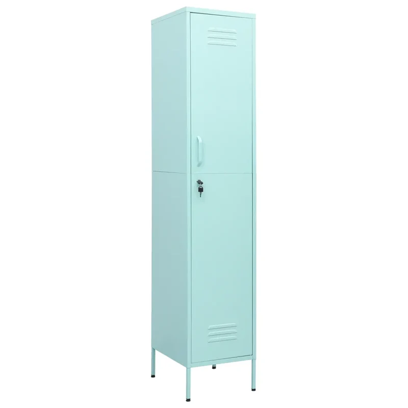Armoire à casiers design moderne bureau 35 x 46 x 180 cm avec 4 étagères ajustables en acier menthe 02_0046890