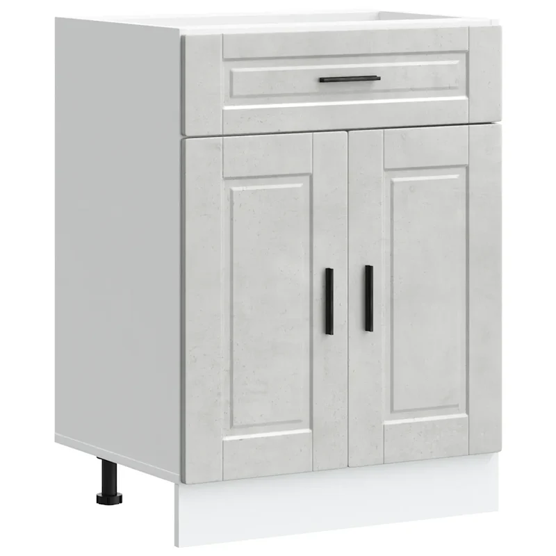 Armoire de cuisine moderne avec porte réglable 60 x 46 x 81,5 cm rangement ample en bois d'ingénierie gris béton 02_0050276