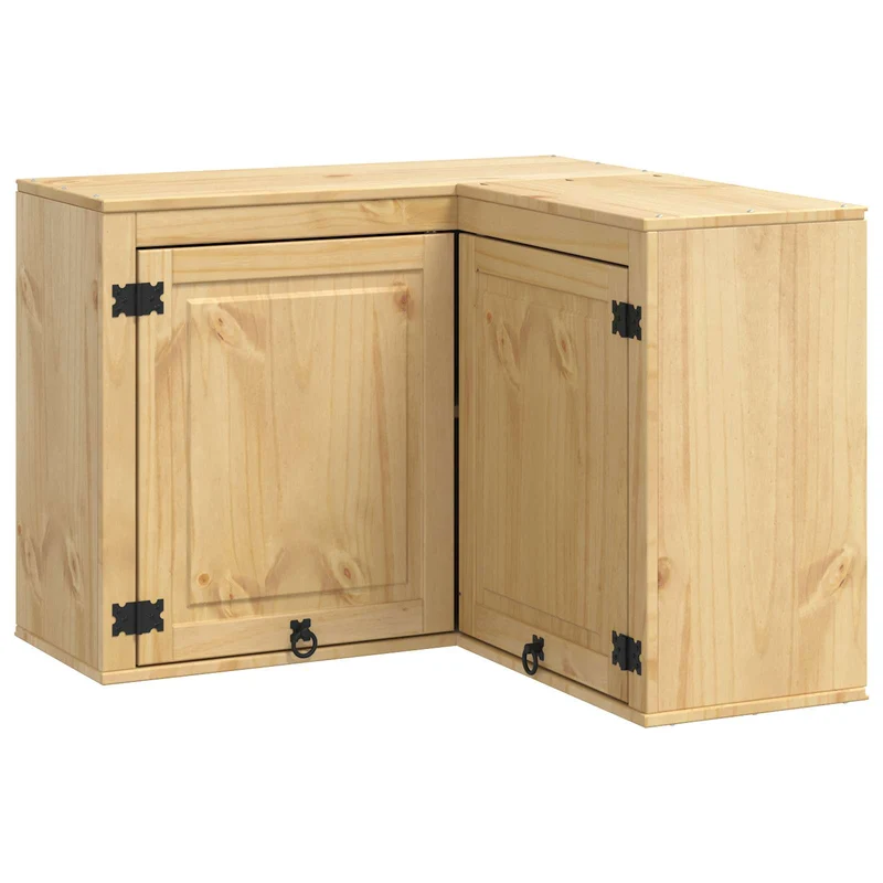 Armoire avec étagère moderne grande capacité rectangulaire 80 x 80 x 60 cm en pin massif miel 02_0058898