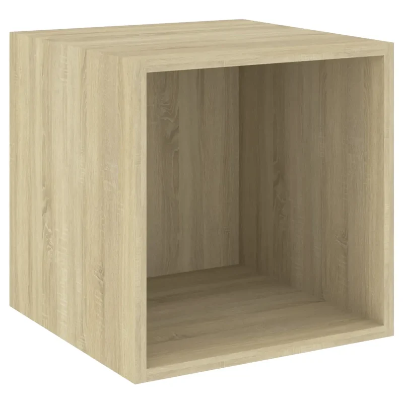 Armoire murale décorative pratique 37 x 37 x 37 cm style contemporain en bois d’ingénierie chêne sonoma 02_0047846