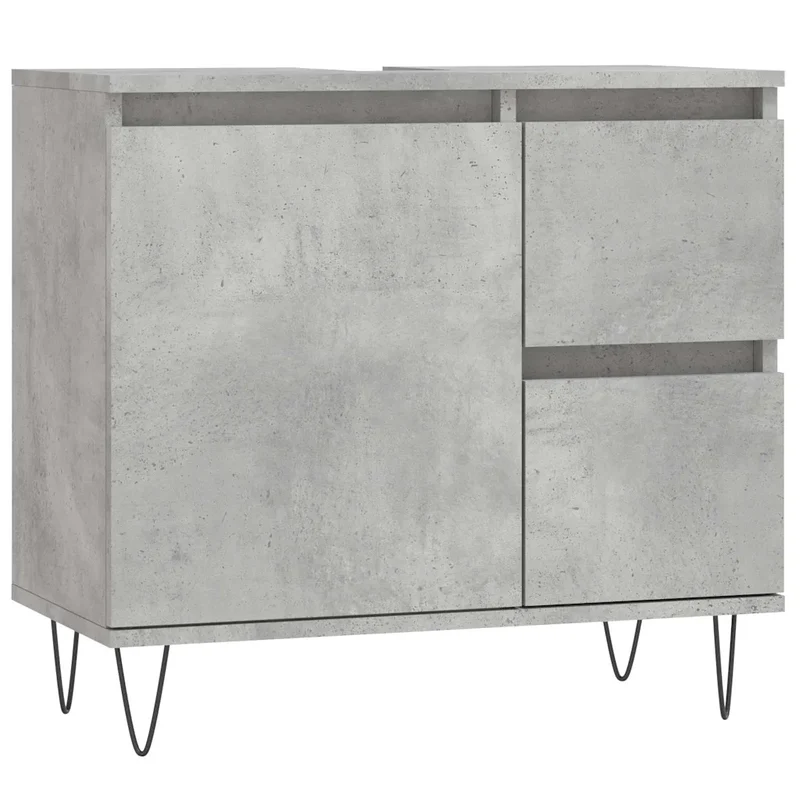 Armoire de salle de bain rangement multifonction 65 x 33 x 60 cm style industriel en bois d'ingénierie gris béton 02_0049043